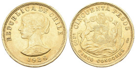 Chile 1926 Republik. 50 Pesos 10.15 g. Fr. 55. fast unzirkuliert