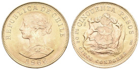 Chile 1966 Republik. 50 Pesos . 10.15 g. Fr. 55. fast unzirkuliert