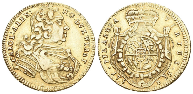 Würtemberg 1735 Carolin Gold 9,71g Ebner 51, Klein & Raff 164, Fr. 3589. 9,59g R...