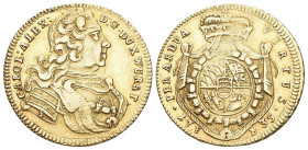 Würtemberg 1735 Carolin Gold 9,71g Ebner 51, Klein & Raff 164, Fr. 3589. 9,59g Rare bis vorzüglich