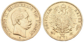 Hessen 1873 H Ludwig III., 1848-1877 20 Mark Jäger 214 vorzüglich