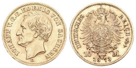 Sachsen 1875 E Albert, 1873-1902 10 Mark . Jäger 292 vorzüglich