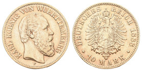 Württemberg 1888 Karl, 1864-1891. J. 292, EPA 10/53 10 Mark . ss+