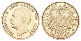 Baden 1910. Friedrich II., 1907-1918. J. 191, EPA 10/6 10 Mark bis unzirkuliert