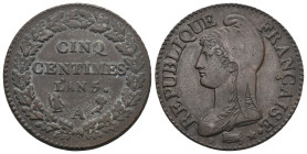 Frankreich L`an 5 5 Centimes in Kupfer Gaud., 126 Prachtexemplar vorzüglich