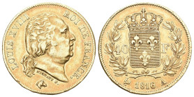 Frankreich 1816 A 40 Francs Gold 12,9g bessere Qualität vorzüglich