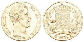 Frankreich 1825 A, Charles X, 1824-1830. 20 Francs Paris. 5,81 g Feingold. Fb. 549, Gadoury 1029, Mazard 810, Schl. 177. bis unzirkuliert
