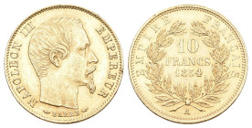 Frankreich 1854 A Napoleon III. 1852-1870. GOLD 10 Francs , Paris. Kopf n.r. / Wert im Lorbeerkranz 17 mm. Gad. 1013, Schlumb. 315, Fr. 576. vorzüglic...