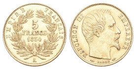 Frankreich 1854 A 5 Francs Gold 1,6g KM# 783, F. 500A/1 bis unzirkuliert