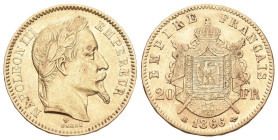 Frankreich 1866 BB. Napoleon III., 1852-1870, 20 Francs 6,43g. Vorzüglich