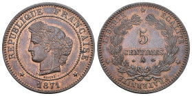 Frankreich 1871 5 Centimes in Kupfer 5.08g KM 821,1 FDC