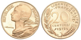Frankreich 1972 20 Centimes Gold 16,84g Dickabschlag GEM 56.P3. . 75 ex fast FDC minimaler Randfehler