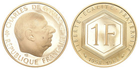 Frankreich 1988 1 Francs Gold 9,2g selten Proof