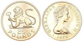 Gibraltar 1975 25 Pfund Gold KM7. Mintage: 750 0,2291oz Proof