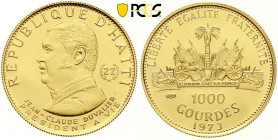 Haiti 1973 1000 Gourdes , Präsident Jean Claude Duvalier (Baby Doc). 13,00 g. 900/1000 PCGS PR 67 DCAM Cert.No: 42103553