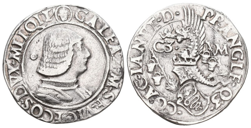 Milano Signoria 1466-1476 Maria Sforza Duca. , Milano.Testone o.J. Geharnischte ...