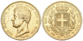 Sardinien 1832 Carlo Alberto, 1831-1849. 100 Lire Genova. Mont. 02. Pagani 134. Fr. 1139. kratzer vorzüglich