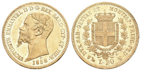 Sardinien 1858 Königreich Victor Emanuel II., 1849-1861 20 Lire , Genua. F. 1147 S. 300 vorzüglich bis unzirkuliert