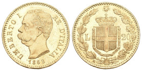 Italien Königreich. Umberto I. 1878-1900. 20 Lire 1882 R, Roma. 6.44 g. Mont. 16. Pagani 578. Fr. 21. Prachtvolle Erhaltung fast unzirkuliert