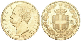 Italien 1883 R, Königreich. Umberto I. 1878-1900. 100 Lire Roma. 32.22 g. Mont. 03 (R). Pagani 569. Fr. 18. Selten. Nur 4'219 Exemplare geprägt / Rare...