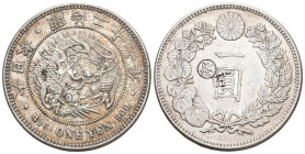 Japan 1894 1 Yen Jahr 27 KM 28a5 Silber 27g selten mit Punzierung fast unzirkuliert
