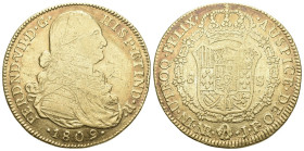 Kolumbien 1809 JF Fernando VII. 1808-1824. 8 Escudos , Popayan. Assayer: Juan Camillo Delgado und Francisco Ferdinand de las Cojigas. Brustbild von Ca...