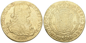 Kolumbien 1810 J.F Fernando VII. 1808-1824. 8 Escudos , Santa Fe (Nuevo Reino). Assayer: Juan Camillo Delgado und Francisco Ferdinand de las Cojigas. ...