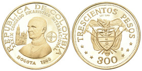 Kolumbien 1968 Republik, seit 1886, 300 Pesos . 39. Internationaler Eurcharistischer Weltkongress. 12,90g. Proof