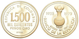 Kolumbien 1973 1500 Pesos o.J. ( (19,15 g), Indianische Urne. Fr:132, KM:255 Proof