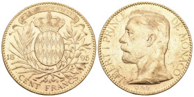 Monaco 1895 A, Albert I. 1889-1922. 100 Francs Paris. Gadoury MC124. Fr. 13. bis vorzüglich