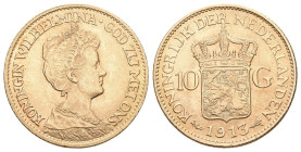 Niederlande 1913, Königreich der Niederlande. Wilhelmina, 1890-1948. 10 Gulden Utrecht. Münzzeichen Seepferdchen. 6.71 g. Schulman 747. Fr. 349. fast ...