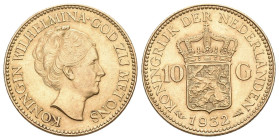 Niederlande 1932, Königreich der Niederlande. Wilhelmina, 1890-1948. 10 Gulden Utrecht. Münzzeichen Seepferdchen. 6.73 g. Schulman 752. Fr. 351. vorzü...