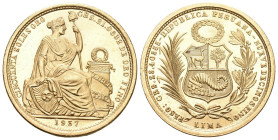 Peru 1957 Republik, seit 1822. 50 Soles . KM 230. Fr. 79. Sehr selten in dieser Erhaltung / Very rare in this condition. Fast FDC