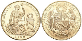 Peru 1962, Republik, seit 1822. 100 Soles Lima. 46.75 g. KM 231. Fr. 78. Fast FDC