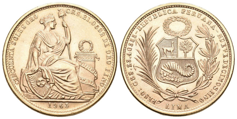 Peru 1965. Republik seit 1821. 50 Soles Friedb. 79, KM 230 fast FDC