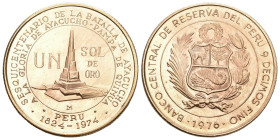 Peru 1976. Republik, seit 1821, Un Sol 150. Jahrestag der Schlacht von Ayacucho. 23,4g FDC