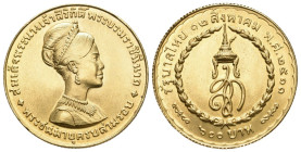 Thailand 1968 Rama IX. Bhumibol Adulyadej, seit 1946 600 Baht GOLD BE2511) 36. Geburtstag der Königin Sirikit. 15,00 g. 900/1000. Stempelglanz