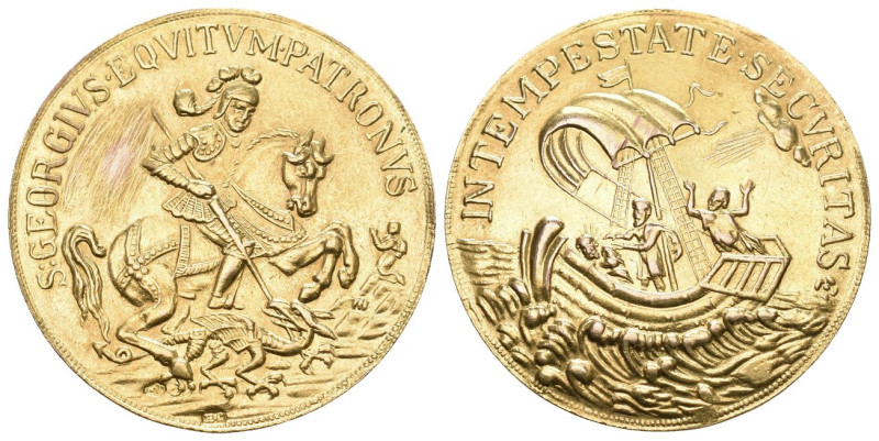 Ungarn o.J. (19. Jhd.) Kremnitz Goldmedaille zu 2 Dukaten sog. St. Georgsdukat. ...