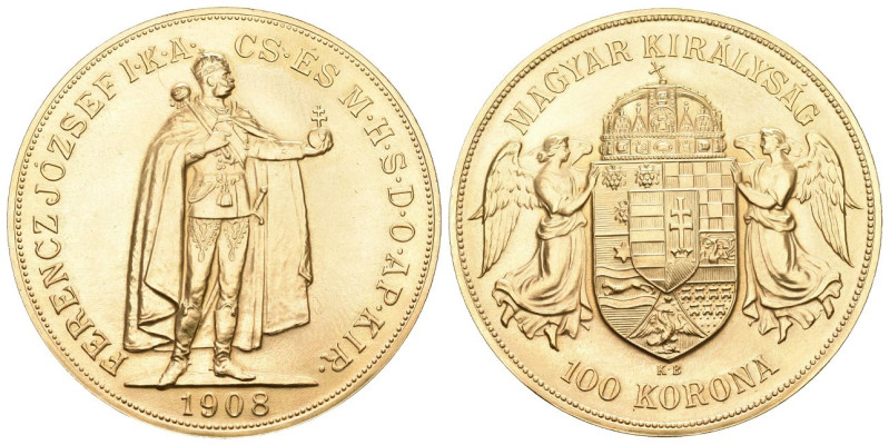 Ungarn 1908. NP Franz Joseph I, 1848-1916. 100 Korona . Restrike. 33,90 g. Fr. 2...