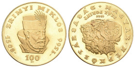 Ungarn1966, III. Volksrepublik, 1949-1989. 100 Forint auf den 400. Todestag von Miklós Zrinyi Gold 8.43g. Friedb. 619, Huszár 2359, Schlumb. 162 Gold ...