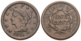USA. 1 Large Cents (Ae. 10.71g / 28mm). 1851. Philadelphia. (Km # 67) sehr schön
