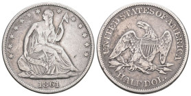 USA 1861 1/2 Dollar Silber 12,27g KM A 68 sehr schön
