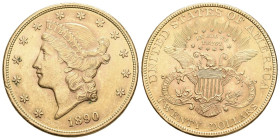 USA 1890 20 Dollar Gold 33,4g selten vorzüglich +