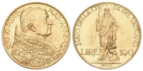 Vatikan 1929 100 Lire Gold 8,8g Selten KM Y 9 vorzüglich