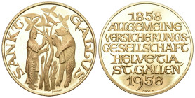 Schweiz | Switzerland | Suisse | Svizzera St.Gallen 1958 100 Jahre Allgemeine Versicherungsgesellschaft Helvetia 33mm 27,08g Gold FDC