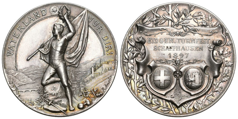 Schweiz | Switzerland | Suisse | Svizzera Schaffhausen Silbermedaille 1897 a.d. ...