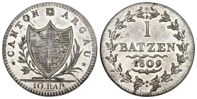 Aargau 1809 Batzen in Billon minimale Stempelvariante HMZ 2-23h FDC