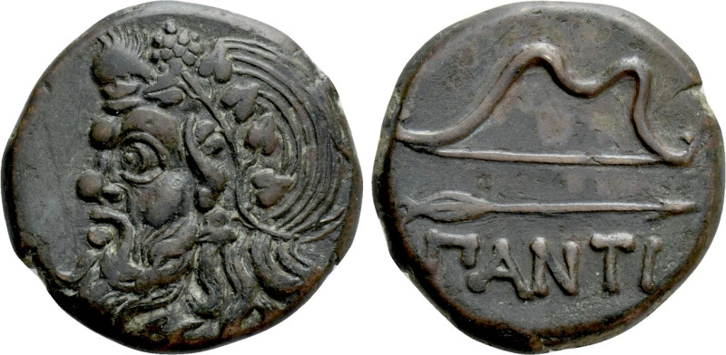 CIMMERIAN BOSPOROS. Pantikapaion. Ae (Circa 340-325 BC). 

Obv: Wreathed head ...