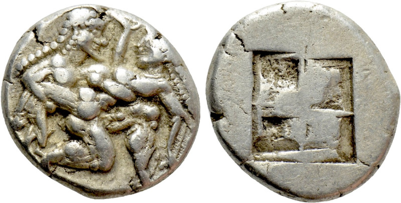 THRACE. Thasos. Stater (Circa 500-480 BC). 

Obv: Ithyphallic satyr advancing ...