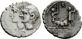 C. SULPICIUS C.F. GALBA. Serrate Denarius (106 BC). Rome